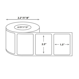 2.5 x 1.5 gloss silver polyester labels